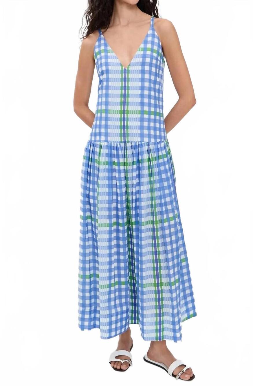 NEW DE LORETA paca dress in trame blue